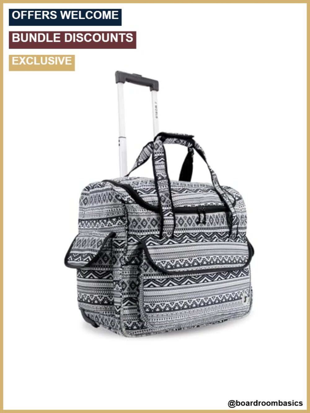 Rolling Tote Bag on Wheels with Laptop Sleeve, Weekender Travel Work